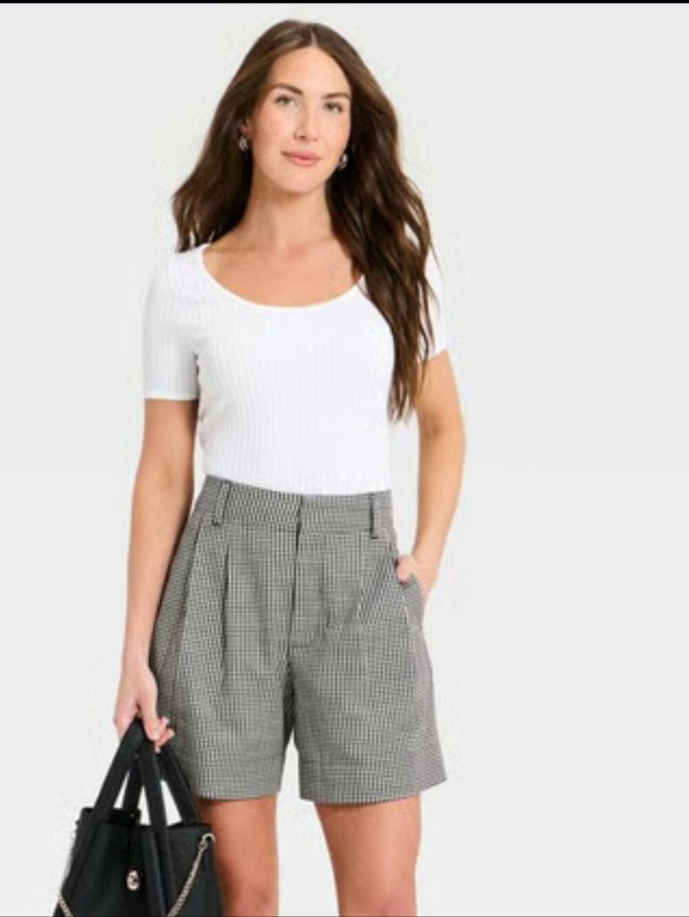 NWT A New Day Gingham Pleated Shorts- 4